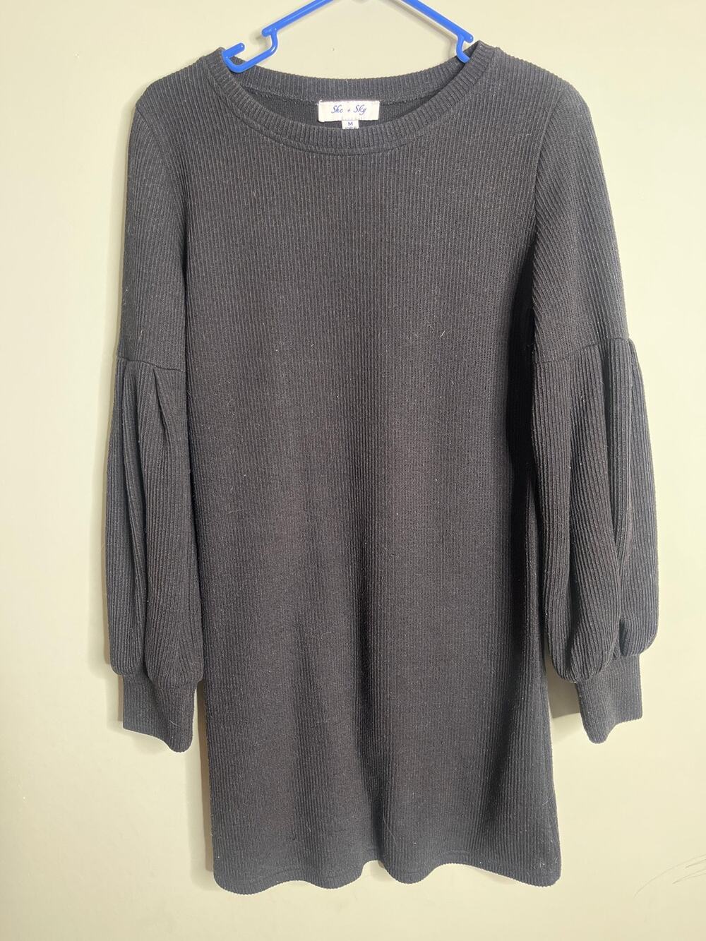 She and Sky Ribbed Sweater Dress Medium